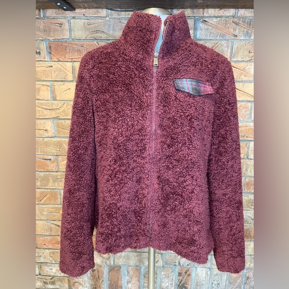 Pendleton Woolen Mills Fuzzy Zip Jacket Maroon M - Picture 4 of 14